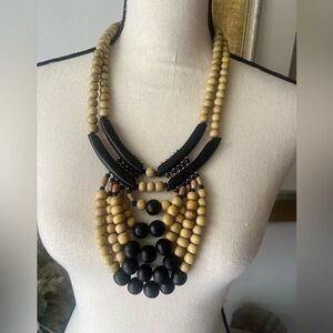 Chic Black and Tan Beaded Necklace